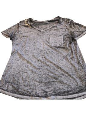 Peace and pearls grey burnout T-shirt size large